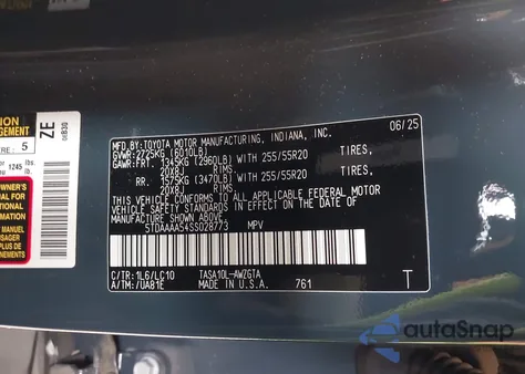 2025 Toyota Grand Highlander Limited z USA, uszkodzony, nr VIN 5TDAAAA54SS028773